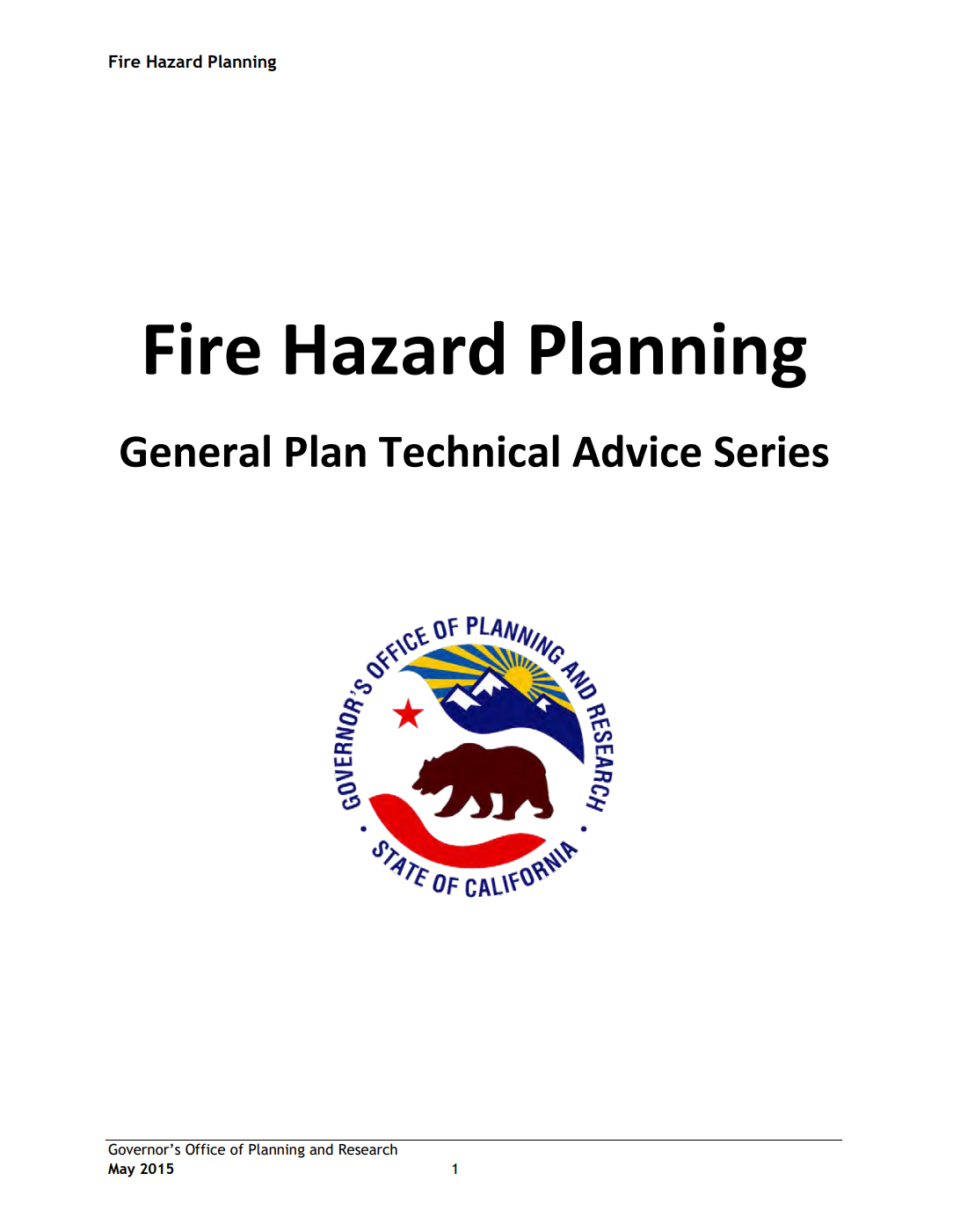 Fire Hazard Planning – General Plan Technical Advice Series Cover