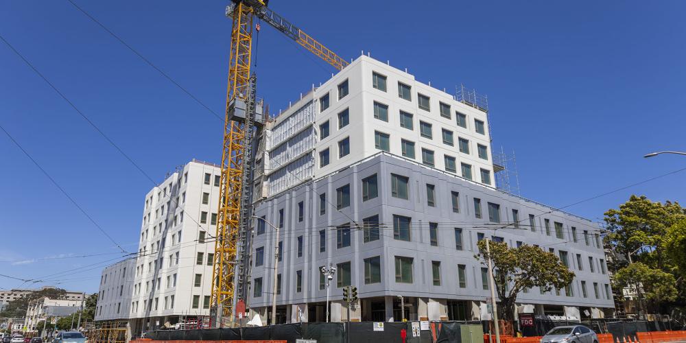 Apartment building under construction in San Francisco.