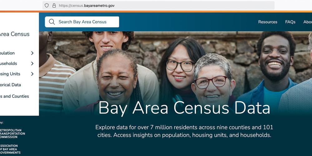Screen capture of the census.bayareametro.gov website.